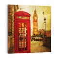 Obraz na płótnie 40x40 - Ikoniczna budka telefoniczna w Londynie - sepia, budka