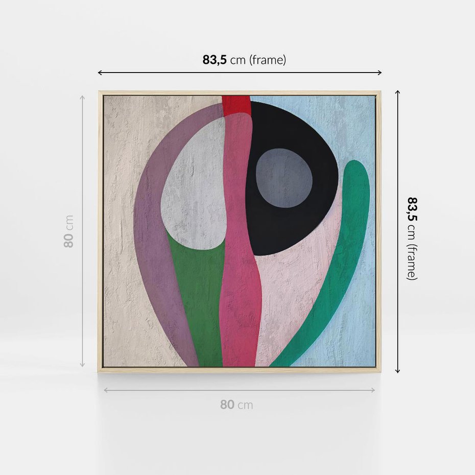 Obraz w ramie 80x80 - Wibracje Kolorów Marzeń - abstrakcyjne dziwne kształty, olejny obraz - rama drewno