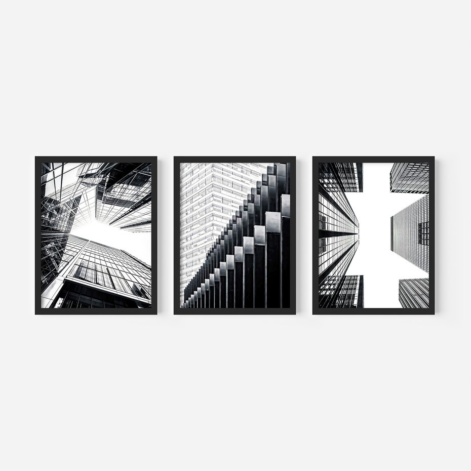Zestaw obrazy w ramie 30x40 galeria - Wieżowce, Nowy, Jork, miasto - rama czarna