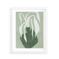 Plakat w ramie 40x50 - Zieleń Pulsującego Spokoju - zielona abstrakcja, zgaszona zieleń - rama biała