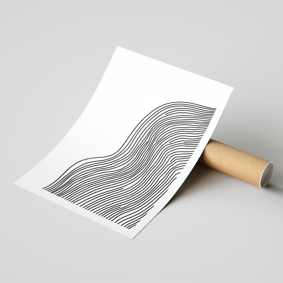 Plakat bez ramy 40x50 - Refrakcje Przestrzeni - mnimalistyczna forma, czarne linie