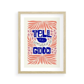 Plakat w ramie 50x70 - Bezgraniczne Formy - nowoczesna typografia, liście - rama drewno