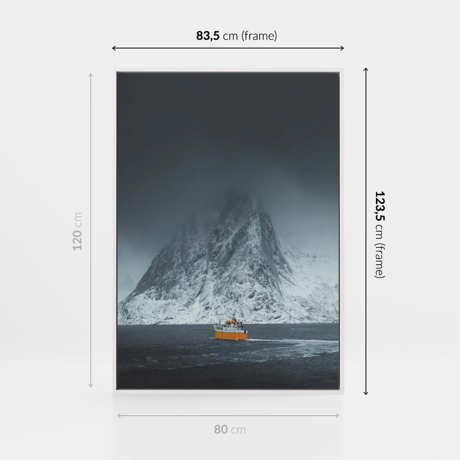 Obraz w ramie 80x120 - Skandynawski pejzaż - skadynawski, pejzaż - rama biała
