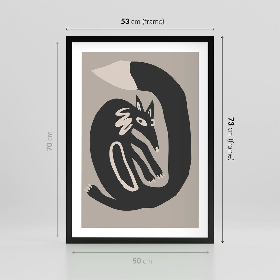 Plakat w ramie 50x70 - Migotliwe Echa Skandynawii - skandynawska sztuka, lis - rama czarna