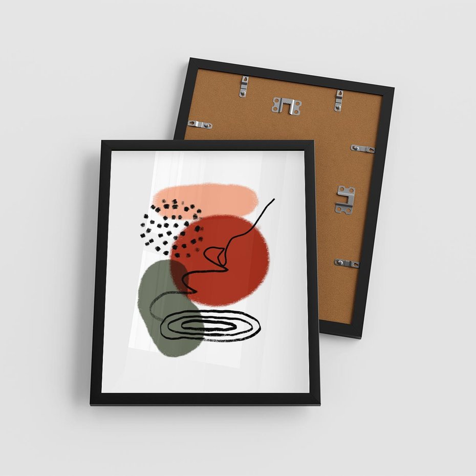 Plakat w ramie 40x50 - Boho w Brązie - abstrakcyjna sztuka, boho kształty - rama czarna