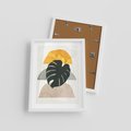 Plakat w ramie 30x40 - Monstera i Boho Elementy - grafika, boho klimat - rama biała