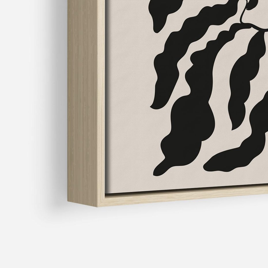 Obraz w ramie 80x80 - Księga Odbić - abstrakcyjne liśćie, roślinne motywy - rama drewno