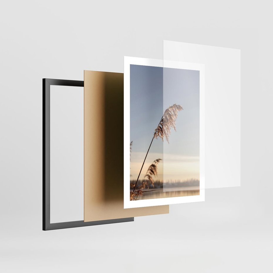 Plakat w ramie 50x70 - Naturalna Delikatność - trawy, boho - rama czarna