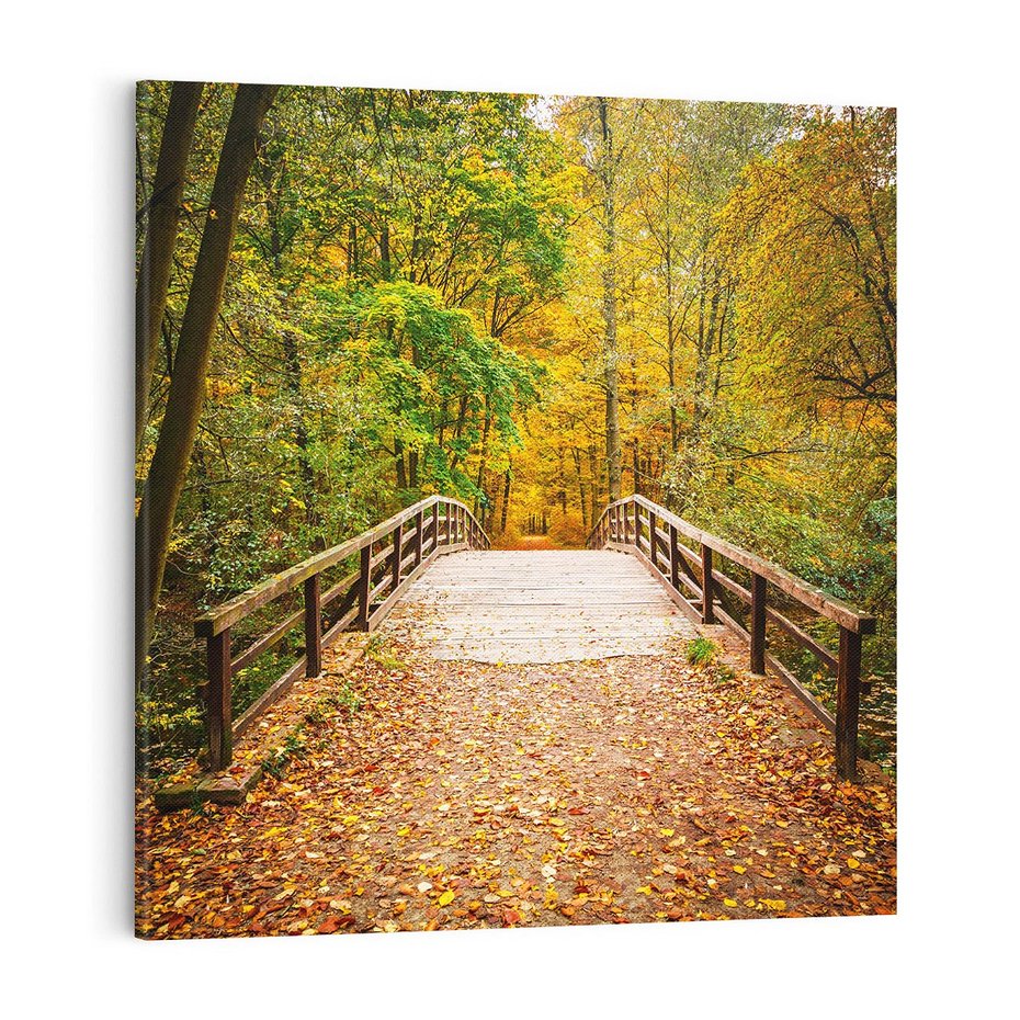 Obraz na płótnie 40x40 - Spacer Ścieżką w Las - ścieżka, spacer