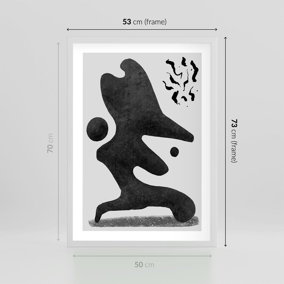 Plakat w ramie 50x70 - Abstrakcja w Monochromii - nowoczesna grafika, abstrakcja - rama biała