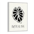 Obraz w ramie 70x100 - Zapisane na liściach wspomnienia - liść, czarny kontur na jasnym tle - rama biała