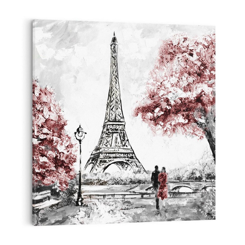 Obraz na płótnie 70x70 - Romantyczny Paryż - Paryż, Wieża