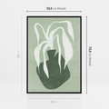 Obraz w ramie 50x70 - Zieleń Pulsującego Spokoju - zielona abstrakcja, zgaszona zieleń - rama czarna