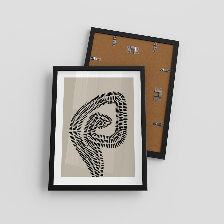 Plakat w ramie 30x40 - Nowoczesne Spektrum Wyobraźni - boho plakat, czarne kropki kreski - rama czarna