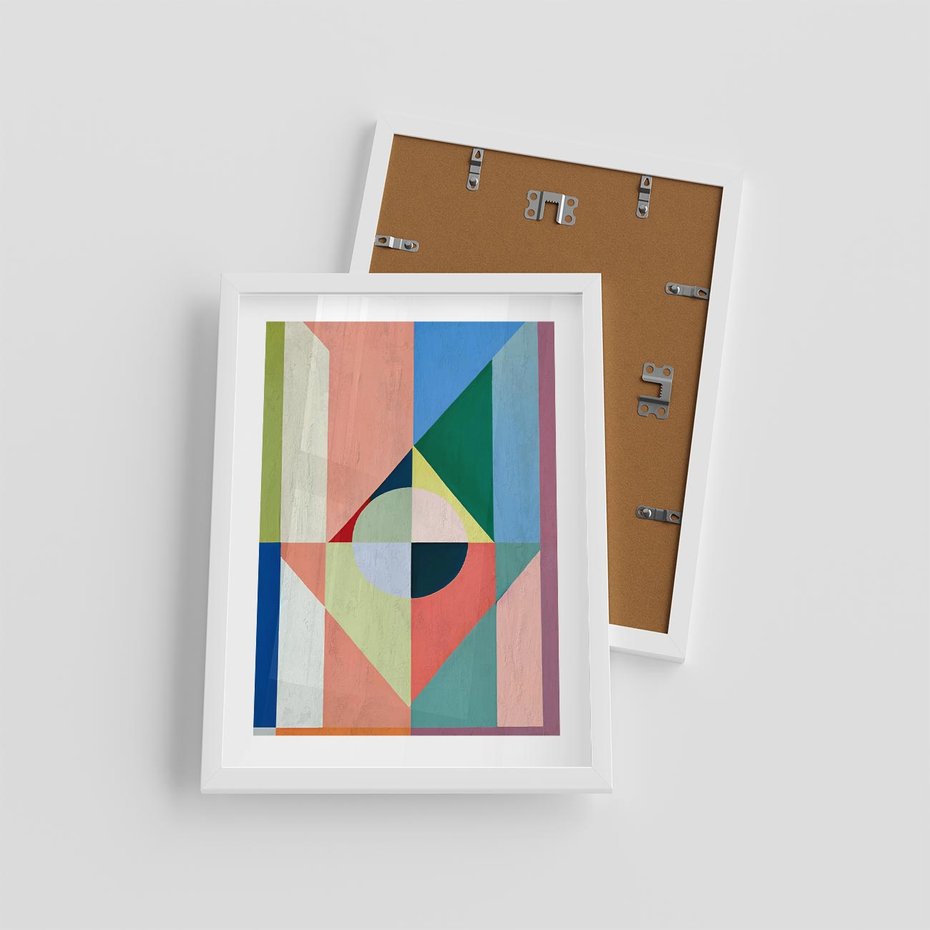 Plakat w ramie 30x40 - Księga Kolorowych Wizji - różne geometryczne formy, koła - rama biała