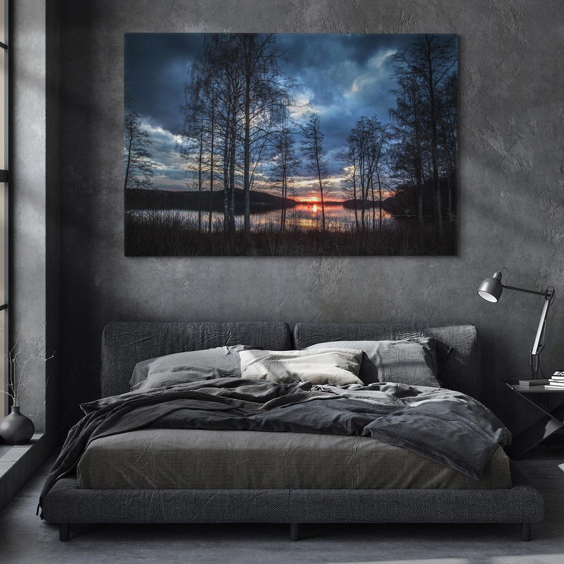 Obraz na płótnie 120x80 - Zachód słońca nad jeziorem - zachód, słońca