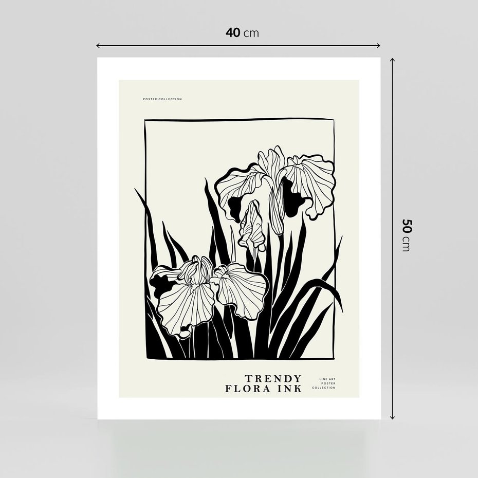 Plakat bez ramy 40x50 - Spojrzenia na szkicowaną przeszłość - kwiaty, typografia