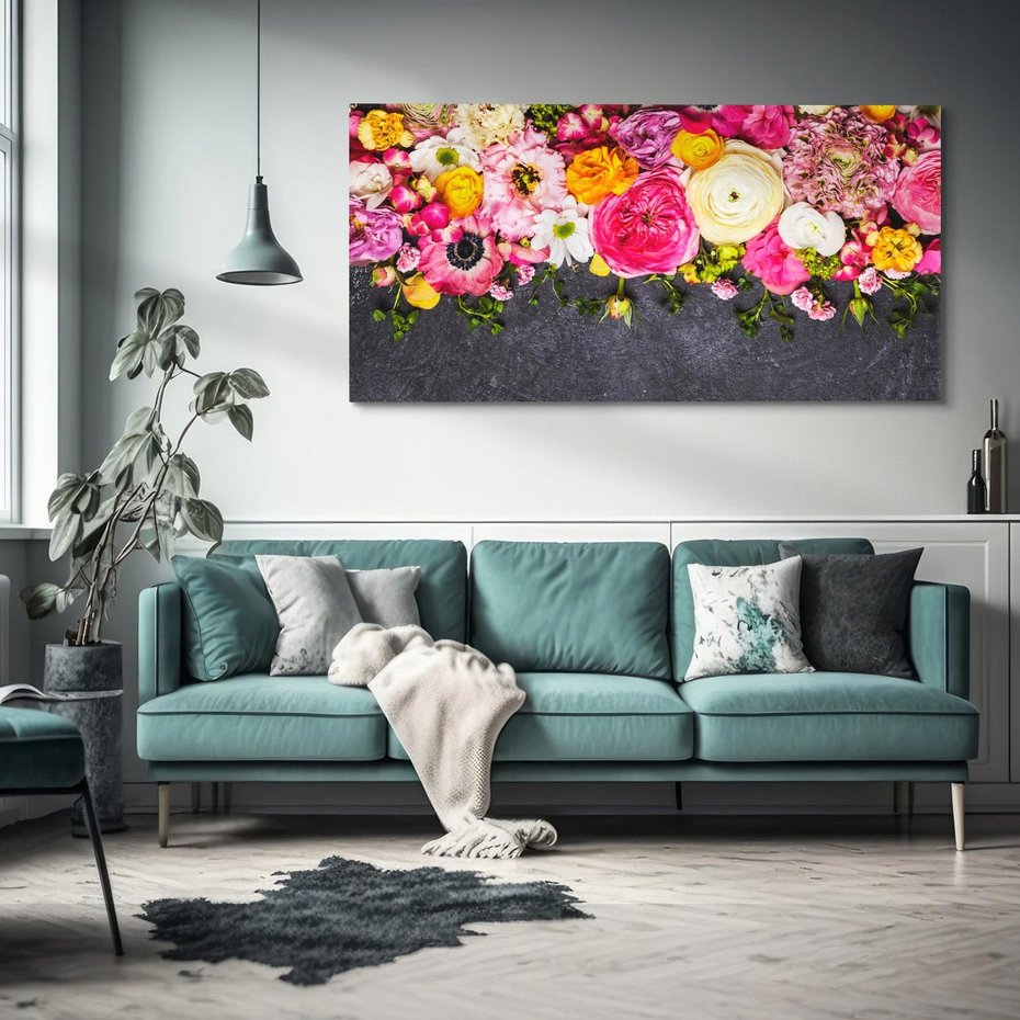 Obraz na płótnie 120x60 - Kompozycje kwiatowe: harmonia natury - kwiaty, kompozycja