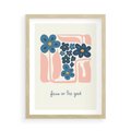 Plakat w ramie 50x70 - Linie kwiatowych marzeń - minimalistyczna kwiatowa kompozycja, pastelowe kolory - rama drewno