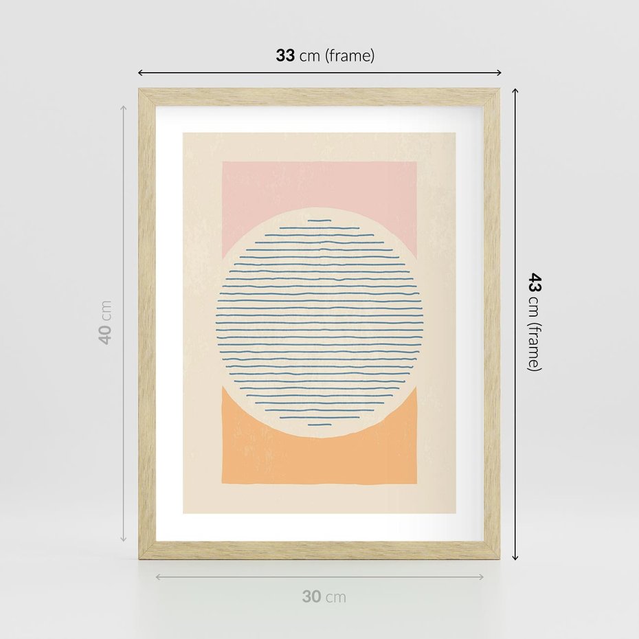 Plakat w ramie 30x40 - Rozbijająca Opowieść - geometryczne kształty, koła - rama drewno