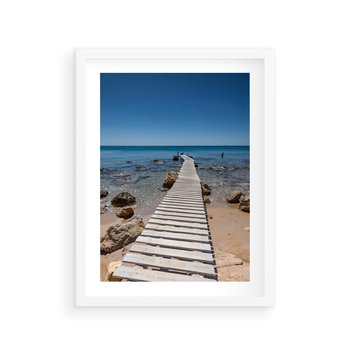 Plakat w ramie 40x50 - Oaza spokoju - plaża, morze - rama biała