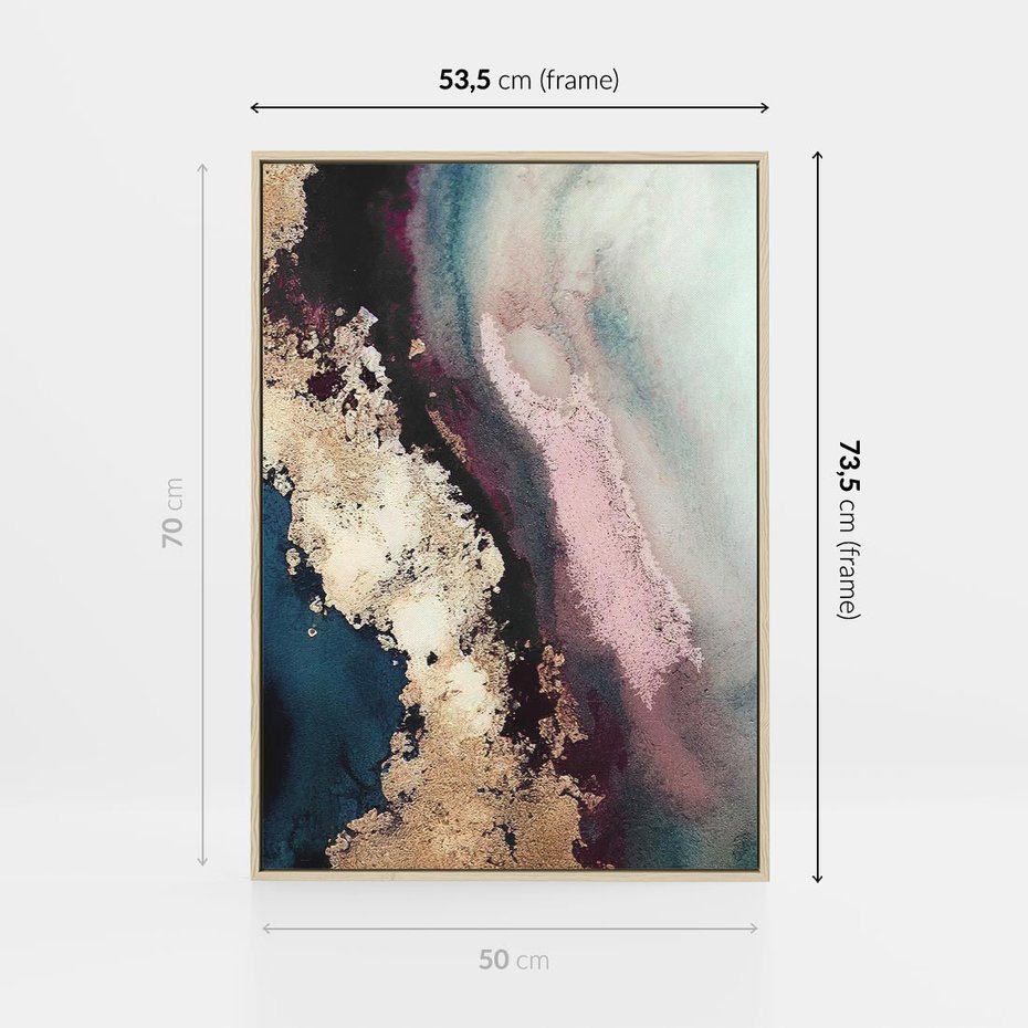 Obraz w ramie 50x70 - Elegancki Impuls - abstrakcyjne plamy, rozlana farba - rama drewno