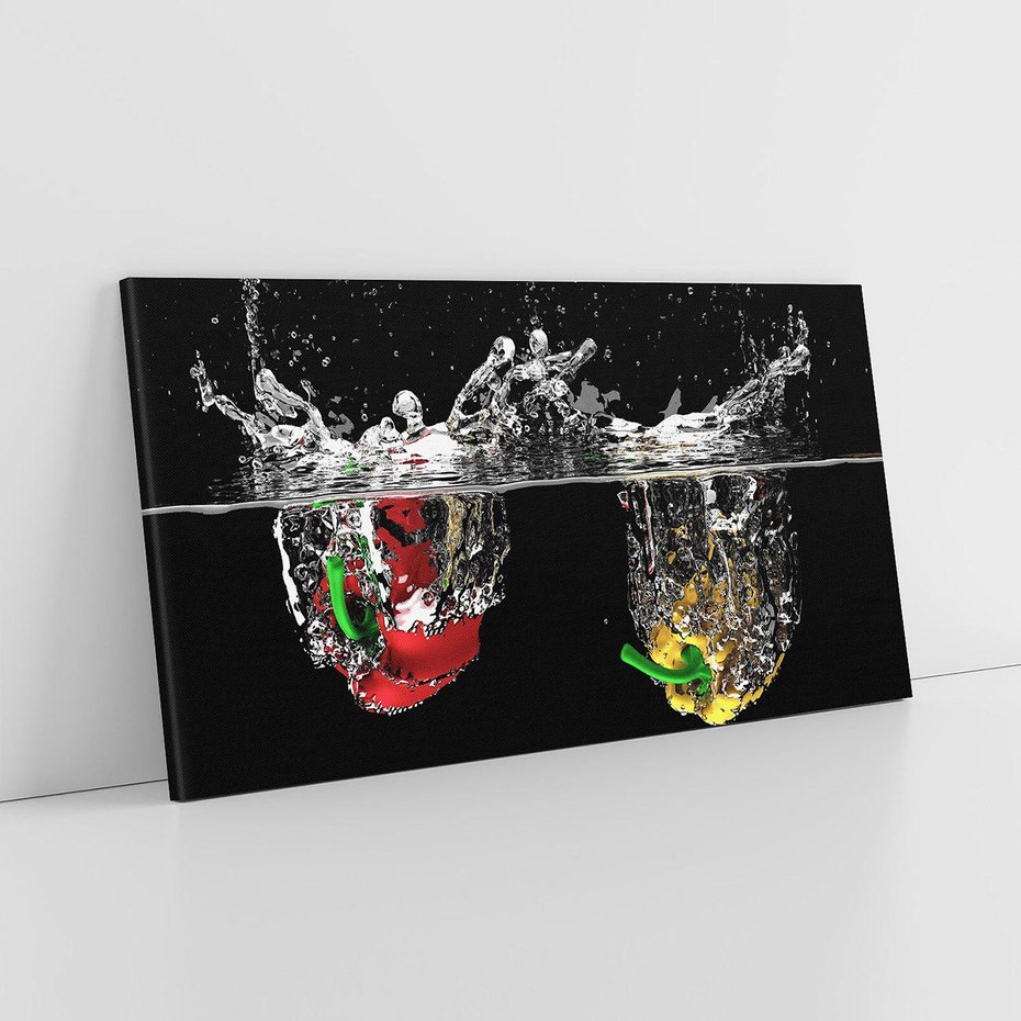 Obraz na płótnie 120x60 - Papryka Warzywna Eksplozja - papryka, woda