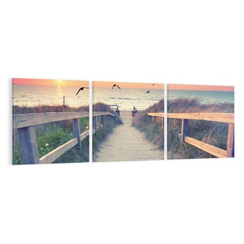 Obraz na płótnie 90x30 - Sielanka nad brzegiem - plaża, pomost