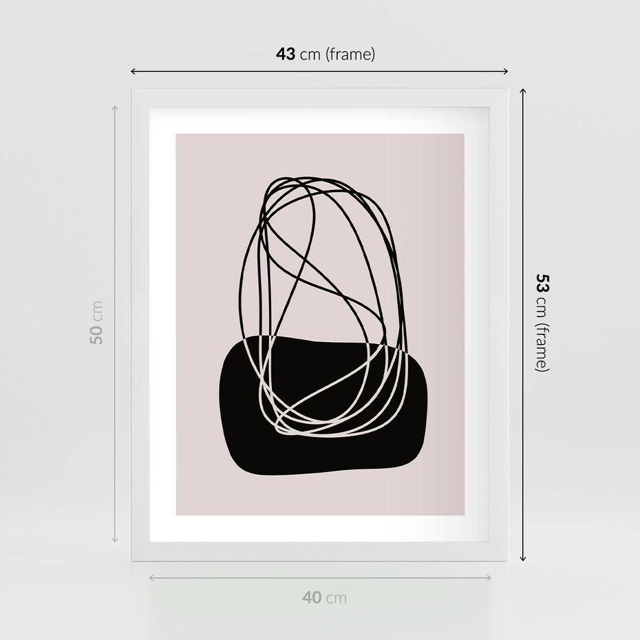 Plakat w ramie 40x50 - Linie Eksploracji - abstrakcyjne szkicowane linie, minimalizm - rama biała