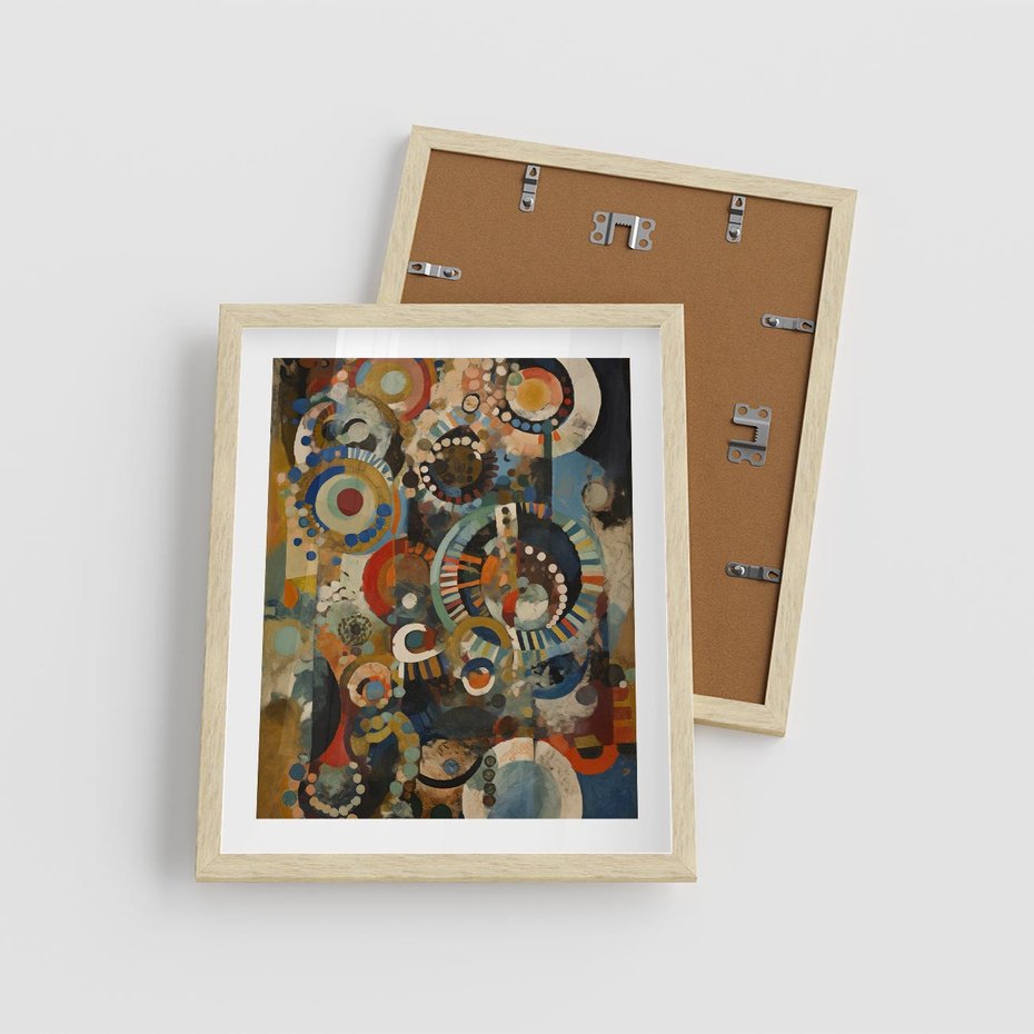 Plakat w ramie 40x50 - Podróżne Wizje Aberracji - abstrakcyjny obraz, mnogość kolorów - rama drewno