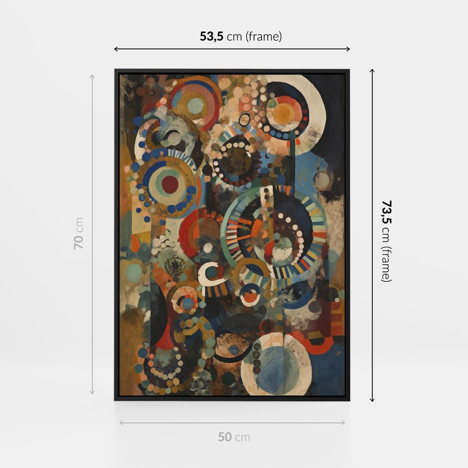 Obraz w ramie 50x70 - Podróżne Wizje Aberracji - abstrakcyjny obraz, mnogość kolorów - rama czarna