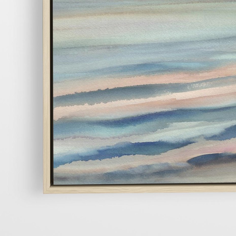 Obraz w ramie 120x80 - Witraże roziskrzonych myśli - akwarela, zamglony wschód słońca - rama drewno