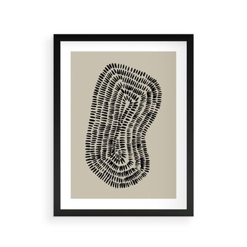 Plakat w ramie 50x70 - Nowoczesne Odbicia Wnętrza - boho plakat, czarne kropki kreski - rama czarna