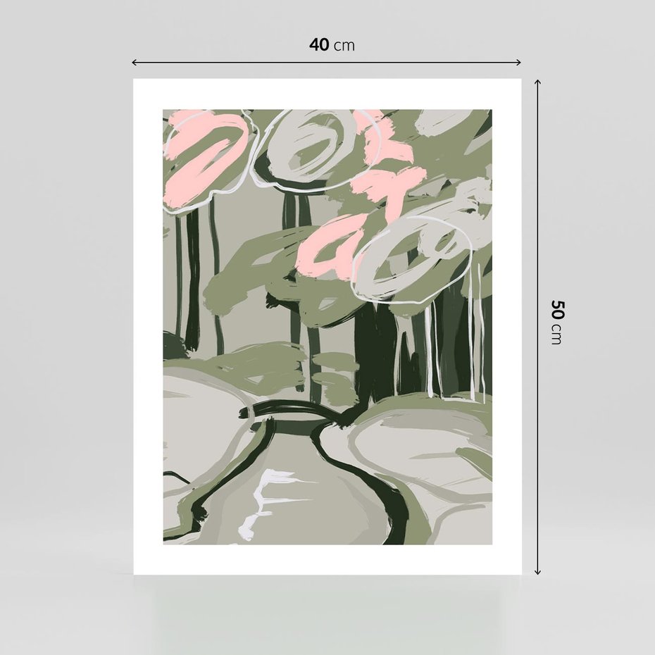 Plakat bez ramy 40x50 - Leśny Zakątek - pastelowy krajobraz, nowoczesny plakat