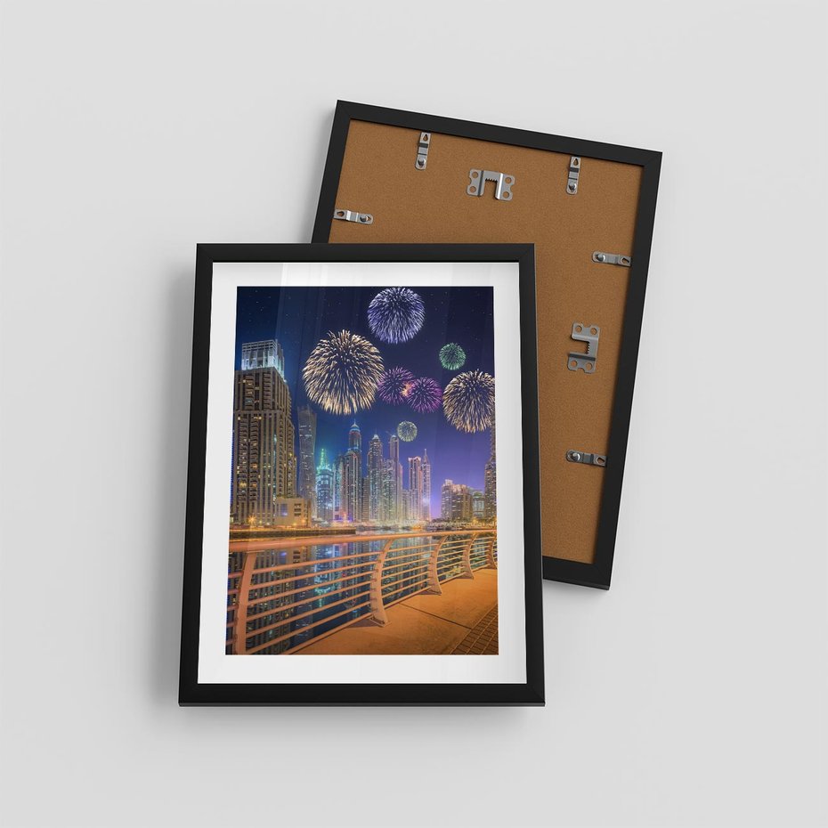 Plakat w ramie 30x40 - Fajerwerki Nowego Roku - nowy rok, fajerwerki - rama czarna