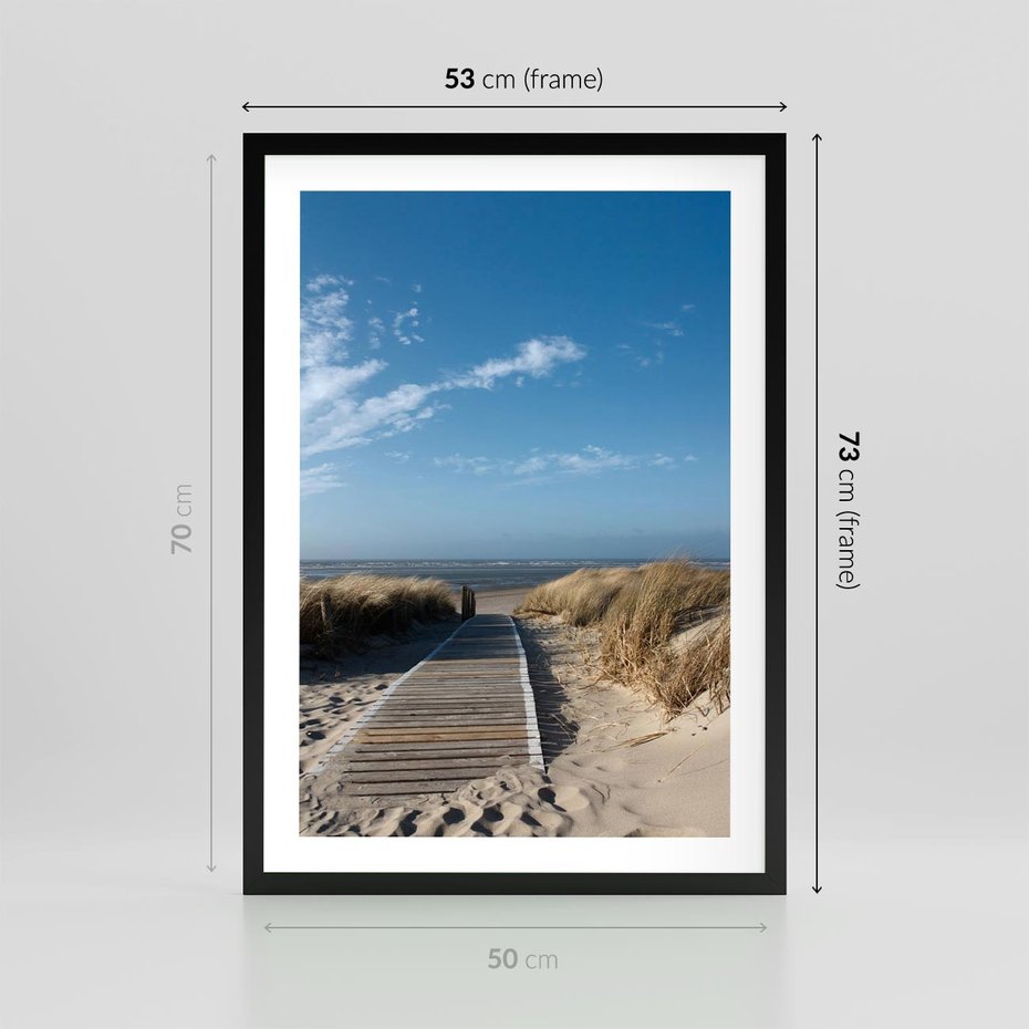 Plakat w ramie 50x70 - Boho na Plaży - plaża, pomost - rama czarna