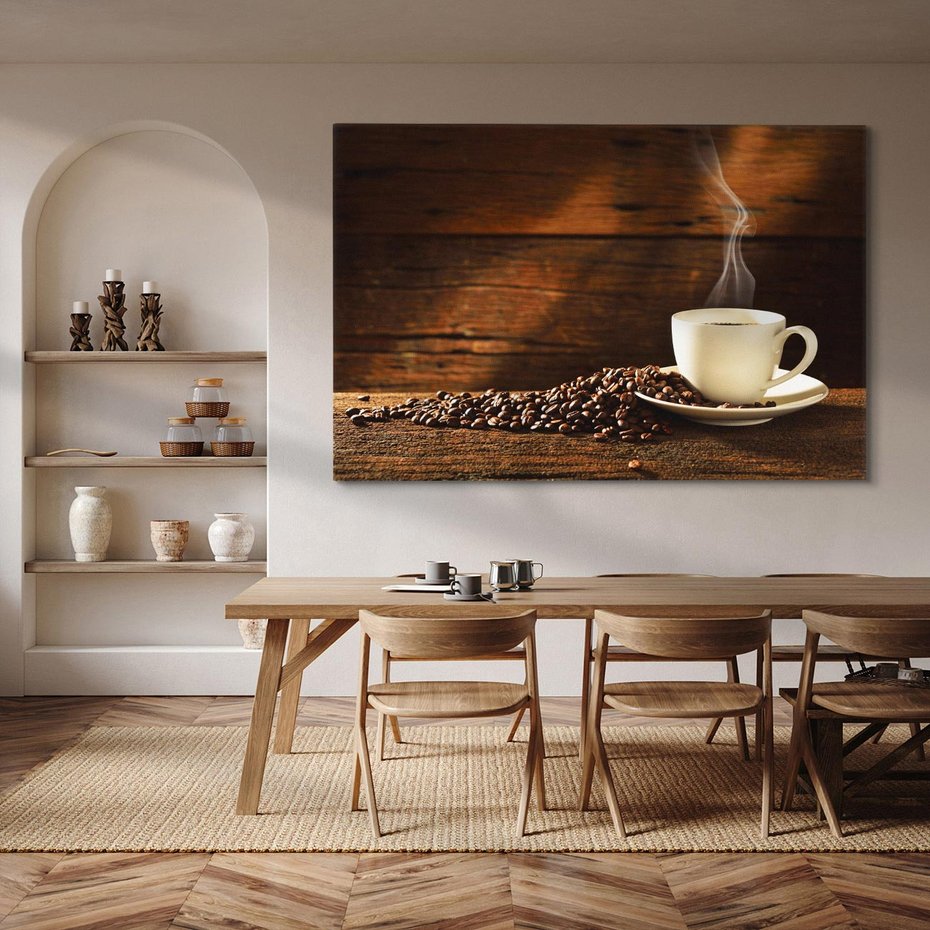 Obraz na płótnie 100x70 - Kawowe uniesienie w filiżance - kawa, filiżanka