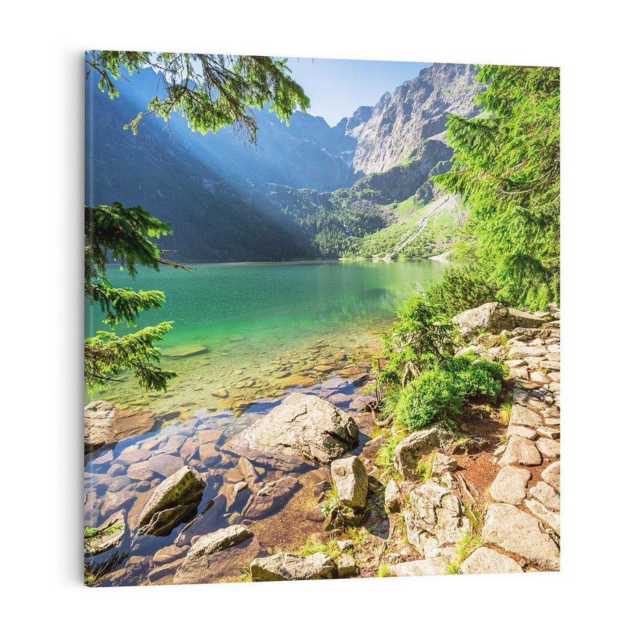 Obraz na płótnie 40x40 - Mistyczna Przyroda - góry, jezioro
