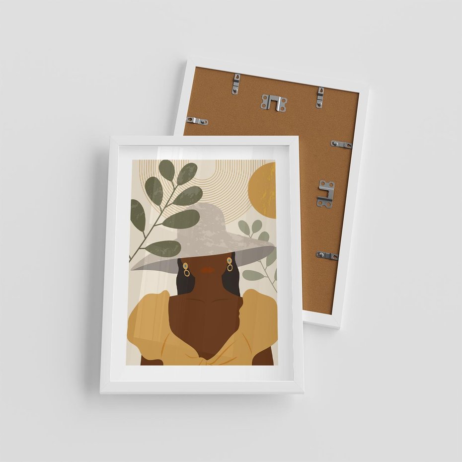 Plakat w ramie 30x40 - Grafika w Innowacyjnym Stylu - grafika, postać kobiety - rama biała