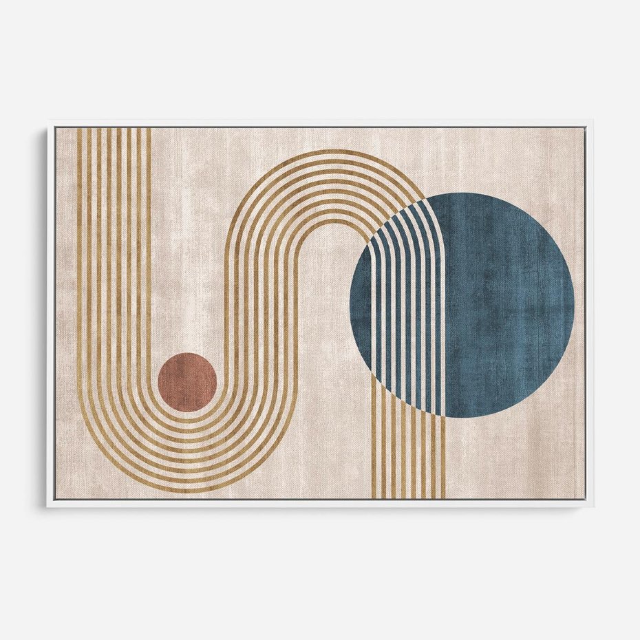 Obraz w ramie 120x80 - Melodia ukrytych snów - retro grafika, styl mid-century - rama biała