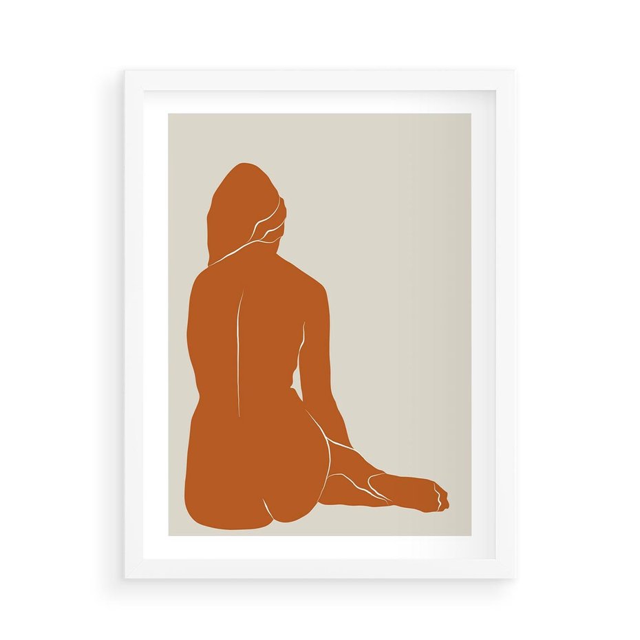 Plakat w ramie 50x70 - Kobieca Sylwetka w Stylu Modernistycznym - modernistyczny pakat, kobieca sylwetka - rama biała