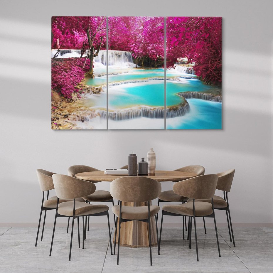 Obraz na płótnie 120x80 - Siła Natury - wodospad, Tajlandia