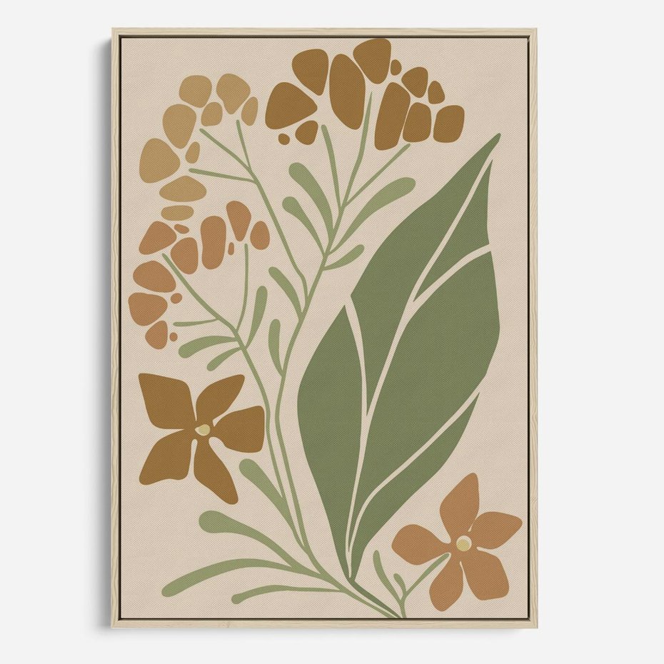 Obraz w ramie 50x70 - Subtelność Utajona - nowoczesny plakat, roślinność - rama drewno