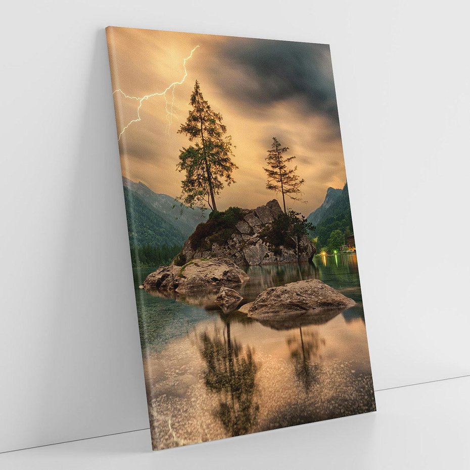 Obraz na płótnie 50x70 - Jezioro Górskie - Spotkanie z Naturą - jezioro, góry