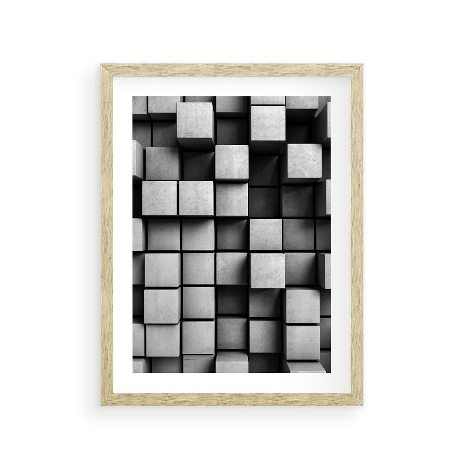 Plakat w ramie 30x40 - Geometryczne Elegancje - nowoczesny, geometryczny - rama drewno