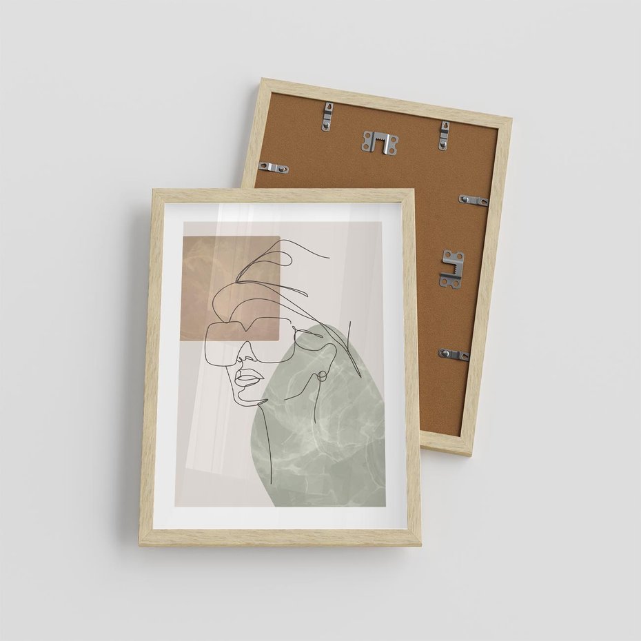 Plakat w ramie 30x40 - Geometria i Szkic - nowoczesny obraz, grafika - rama drewno