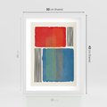 Plakat w ramie 30x40 - Kolorowe Spektrum - kolorowa geometria, prostokąty w intensywnych kształtach i czarne kreski - rama biała
