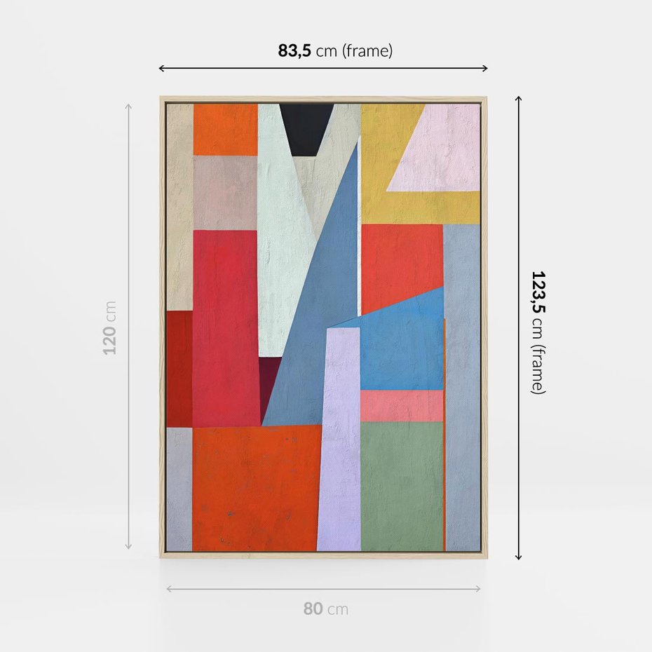 Obraz w ramie 80x120 - Migotliwe Nastroje Kształtów - różne geometryczne formy, olejny obraz - rama drewno