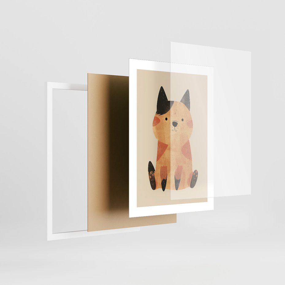 Zestaw obrazy w ramie 30x40 galeria - dla, dzieci, kot, pies, boho - rama biała