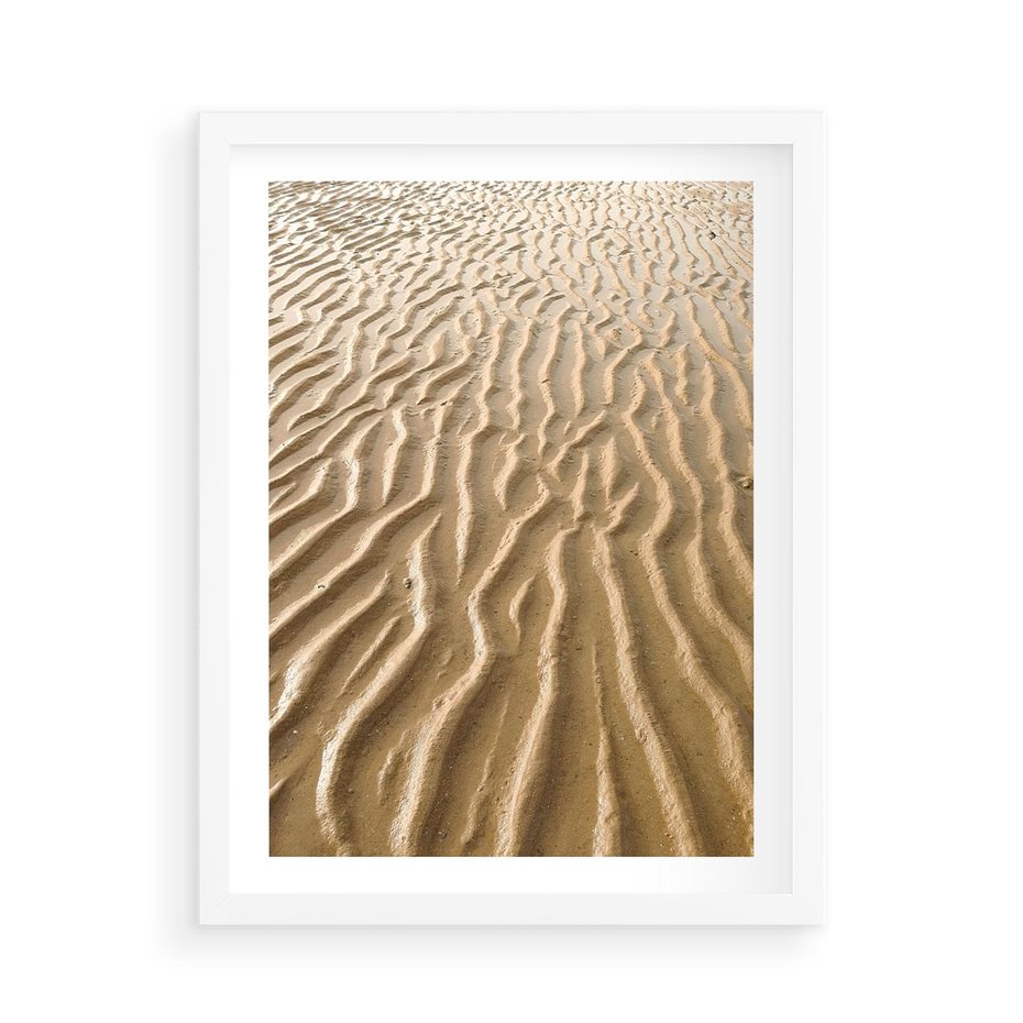 Plakat w ramie 50x70 - Piasek i Nieskończoność - pustynia, piasek - rama biała